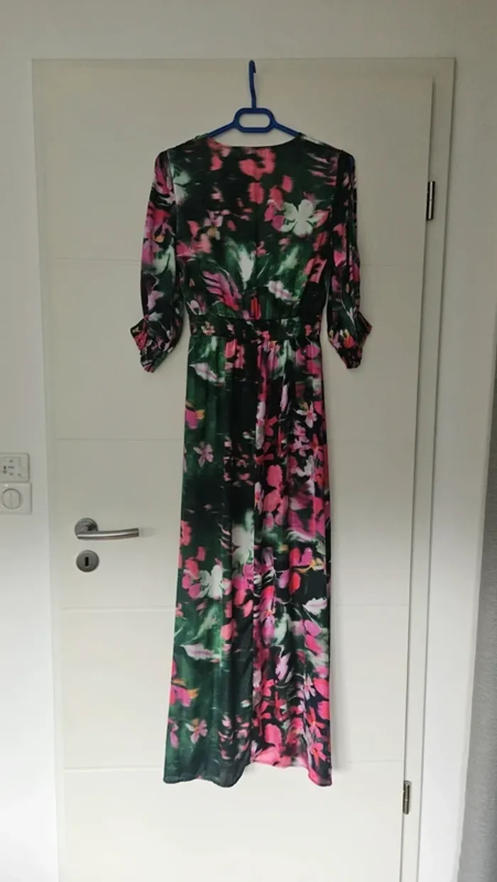 Robe longue vert multicolore, taille 36, Morgan - photo numéro 2