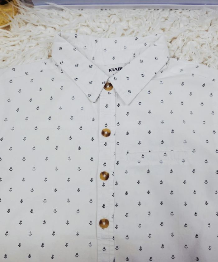 Chemise manches courtes blanc imprimé ancres marine Garçon taille 10 ans marque Kiabi 🎸 - photo numéro 5