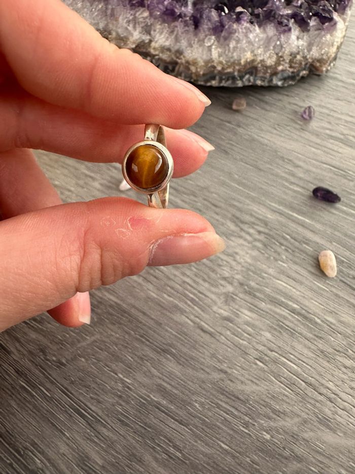 Bague en œil de tigre véritable - Pierre naturelle - photo numéro 7