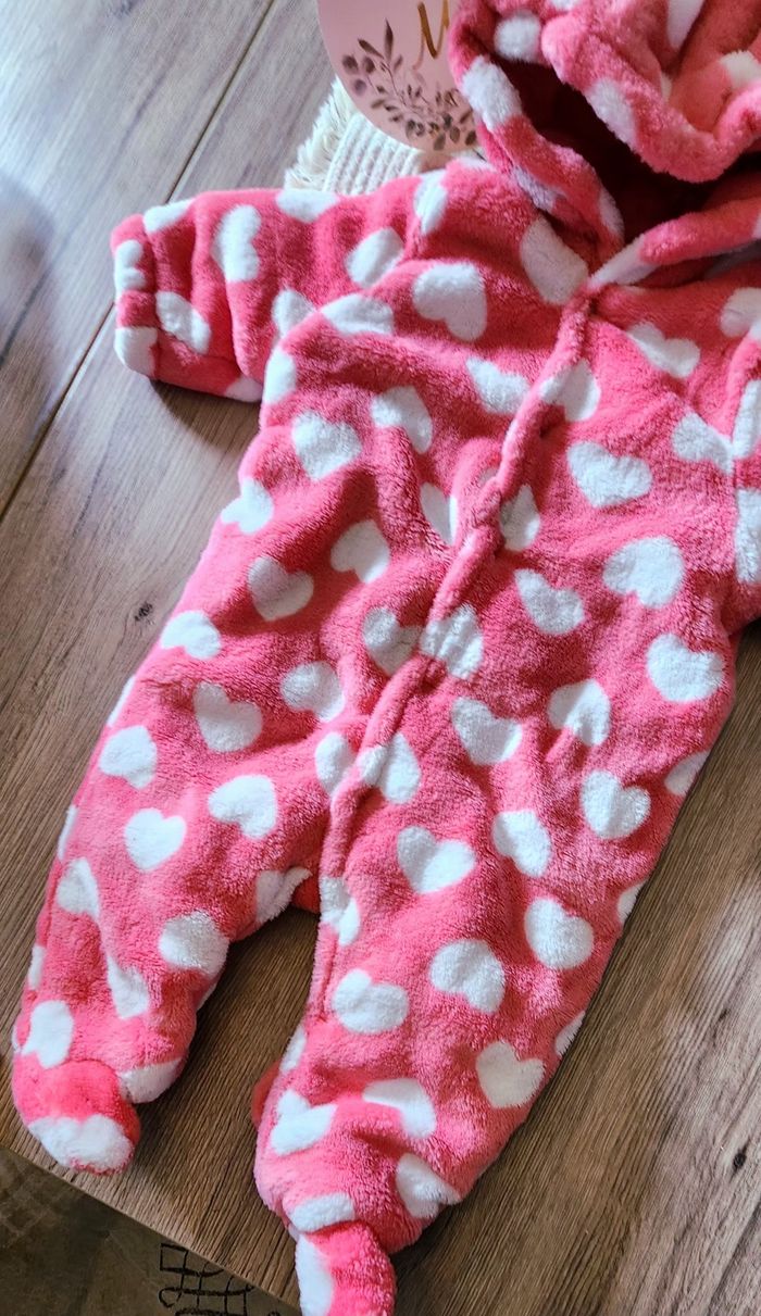 Combinaison Bébé fille 0/3mois Rose cœur - photo numéro 3