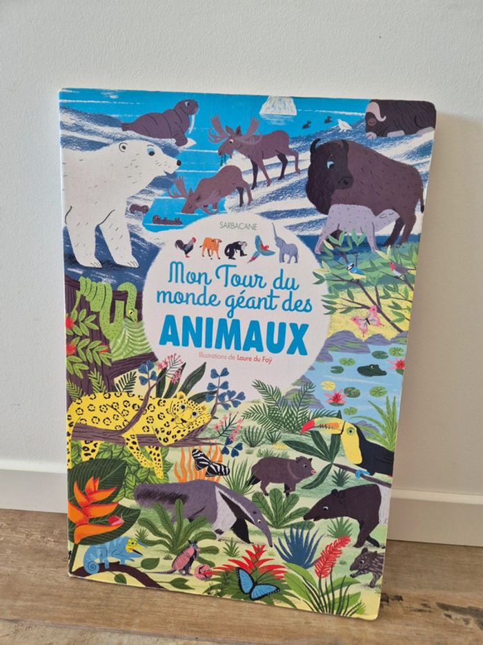 Livre cartonné très grand format mon tour du monde géant des animaux