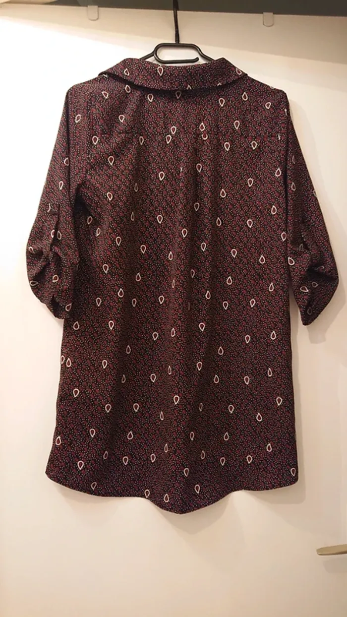 Chemise transparente noire motif rouge et beige - photo numéro 2