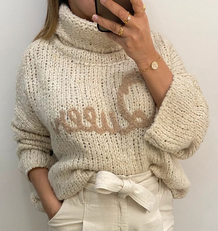 Superbe Pull Col Roulé Maille Distendu Taille Unique - photo numéro 2