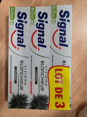 Lot 3 dentifrices Signal système blancheur charbon