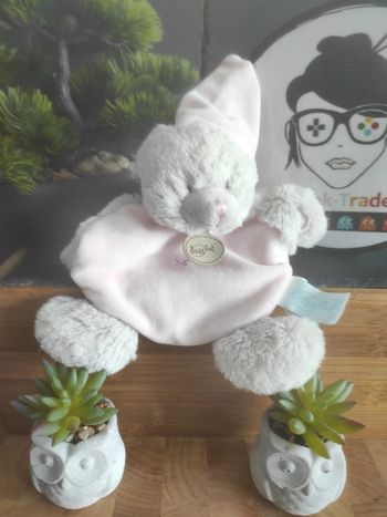 Ours Rose Baby Nat' Ourson Câlin  plat mouchoir BN659 Bonnet  #geektradedoudou