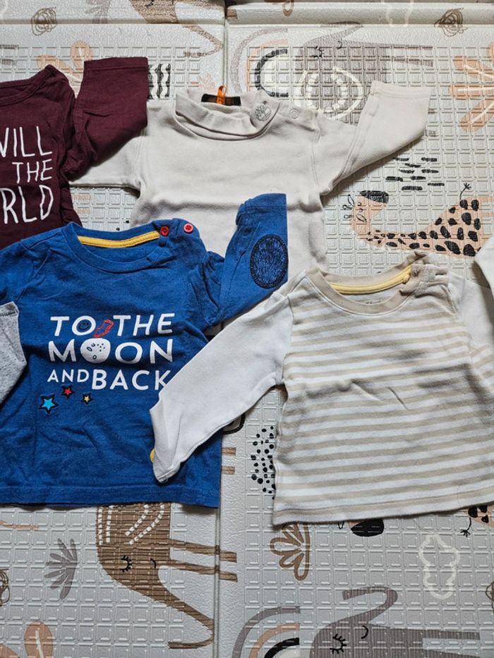 Lot de 6 t-shirts manches longues garçon 6 mois - photo numéro 2