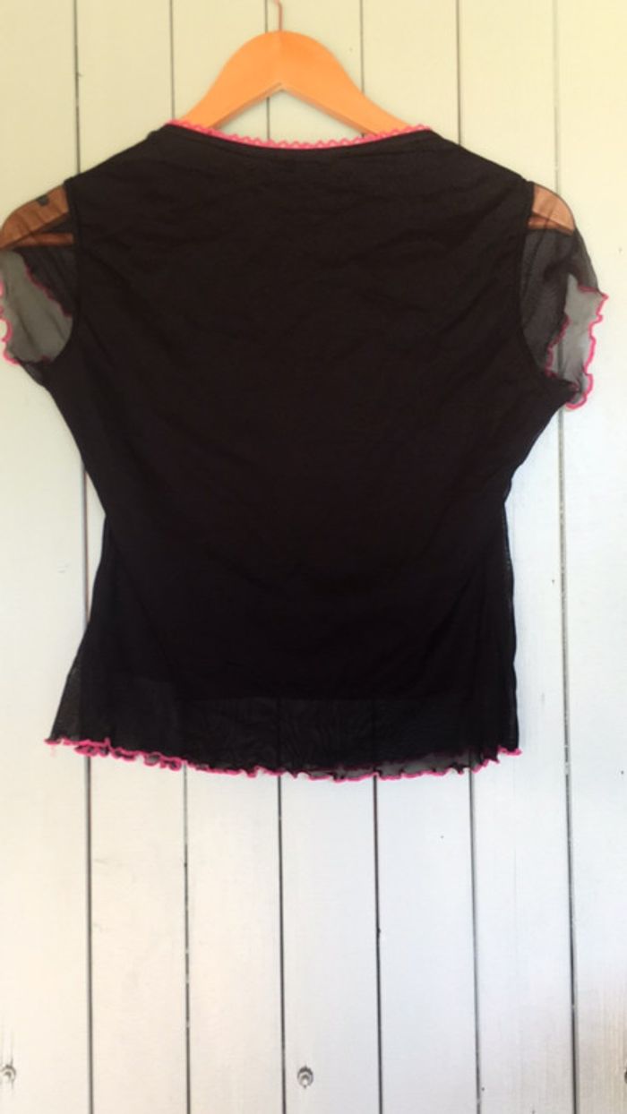 Petit top court croc top noir et rose taille M - photo numéro 4