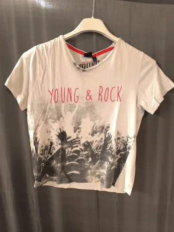 313215 Tee-shirt MC blanc garçon 12 ans Bykool