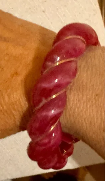 Jonc tressé torsadé rose fushia reflets fils or taille M mile Mila