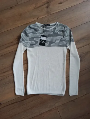 Pull blanc et gris barbossa homme manches longues M