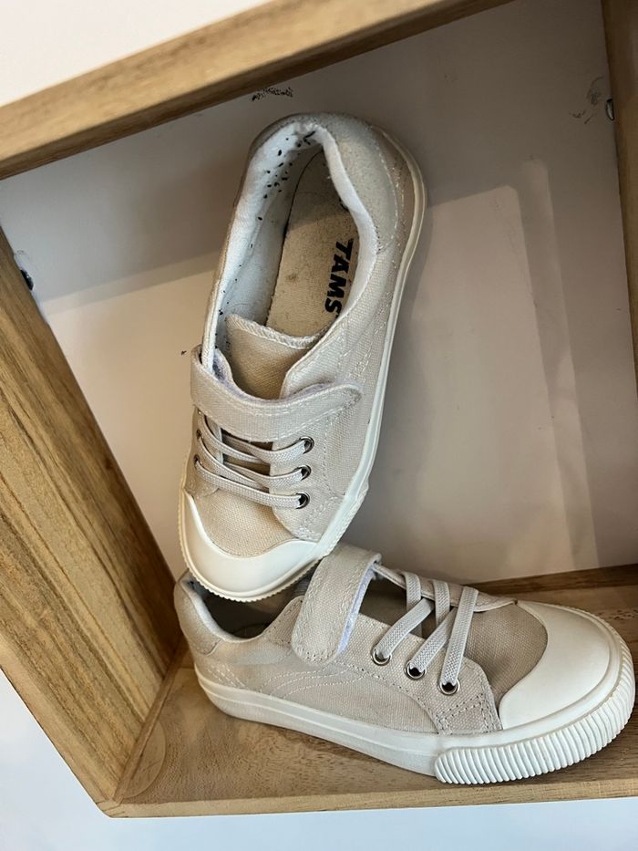 Baskets en toile beige taille 30 tams tbe - photo numéro 3