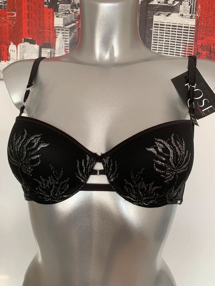 Soutien gorges sexy noir et argent T85/C