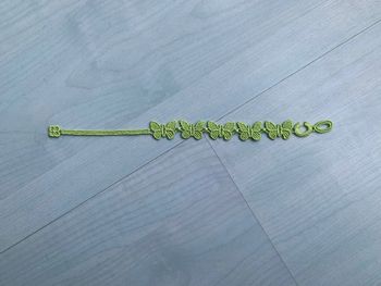 Bracelet tissu papillons vert anis