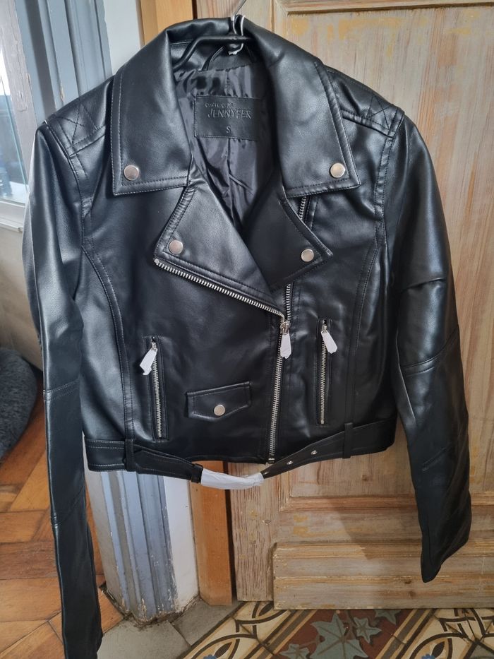 Veste simili cuir noir