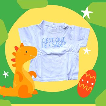 T-shirt à message pour bébé garçon "C'est qui le + sage ?" taille 9 mois