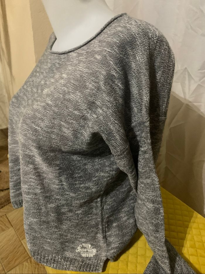 Pull Superdry taille S gris chiné fin très bon état - photo numéro 5