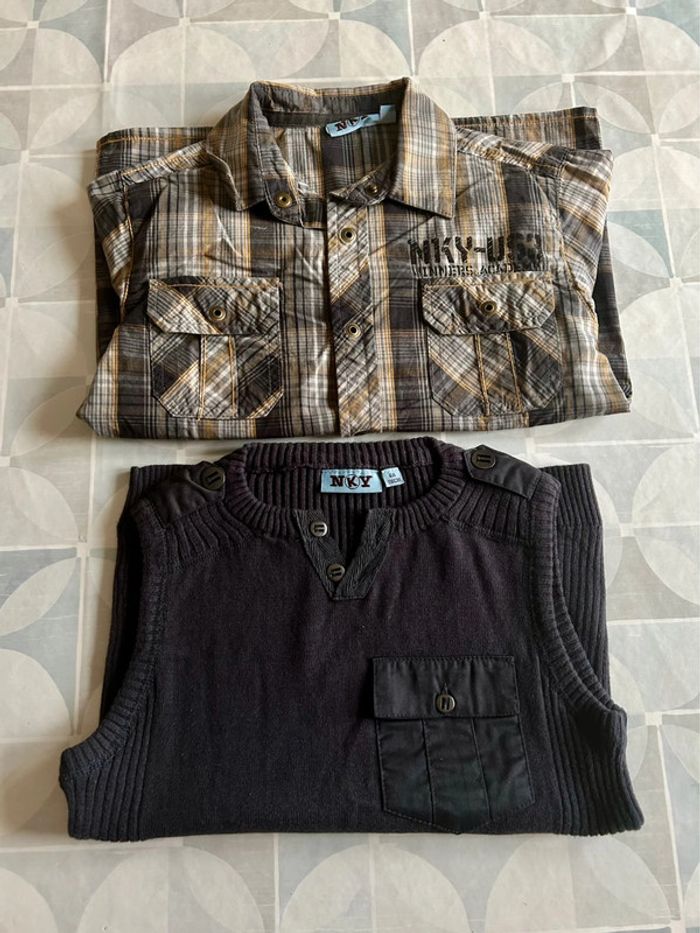 Ensemble chemise pull garçon - 6 ans - NKY- en très bon état - photo numéro 2