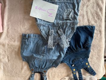 Lot de 3 robes en jean bretelle 3 mois fille