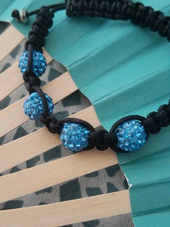Bracelet boule bleu brillant et macramé ajustable Boutique Création Etsy