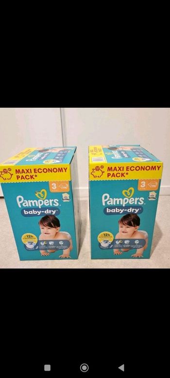 💥 PROMO 272 couches Pampers taille 3 Baby Dry lot 2, cartons