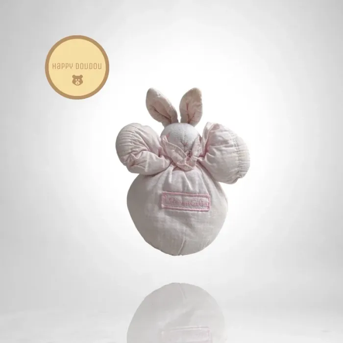 Peluche Lapin vichy rose brodé Moulin Roty A1037