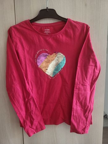 Tee shirt manches longues Kiabi rose 10 ans