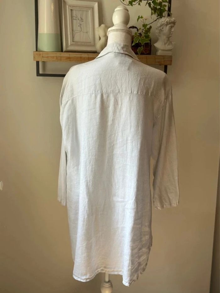 Chemise tunique blanche en lin – Cœurs argentés – Carla Giannini Paris – Taille Unique - photo numéro 6