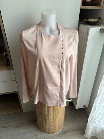 Blouse chic  fluide mango à rayures rose  taille M