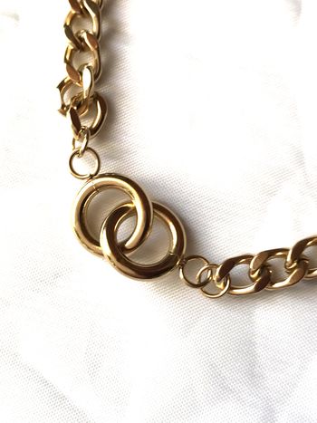 Collier Pendentif Cercles Anneaux Double Maillons Torsadés Chaîne Bijou Doré Fantaisie Hommes Femmes