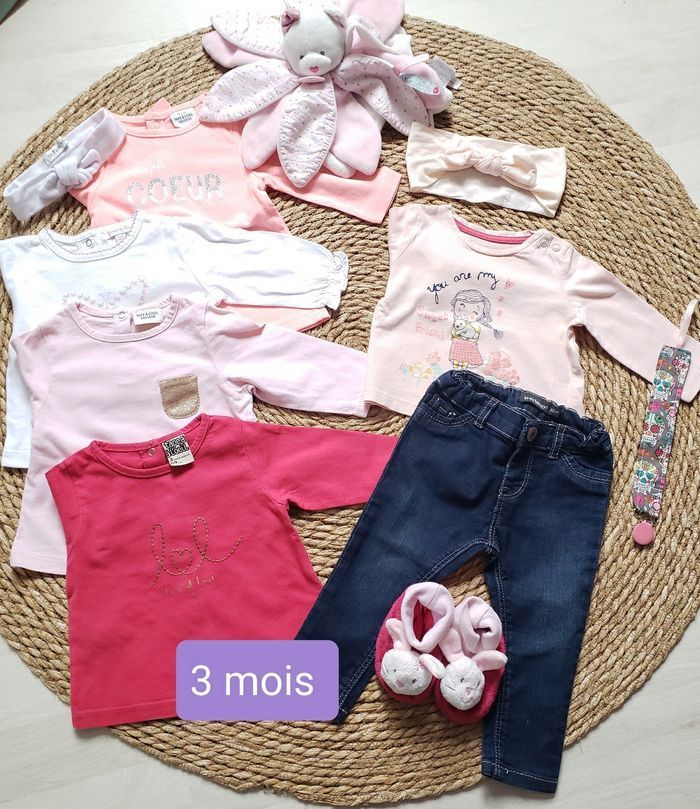 Lot 3 mois bebe fille 10 articles