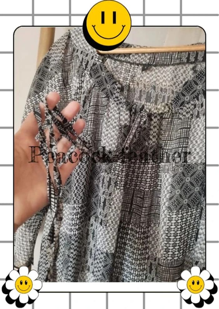 Blouse transparente noire blanche 3/4 T5 - photo numéro 2