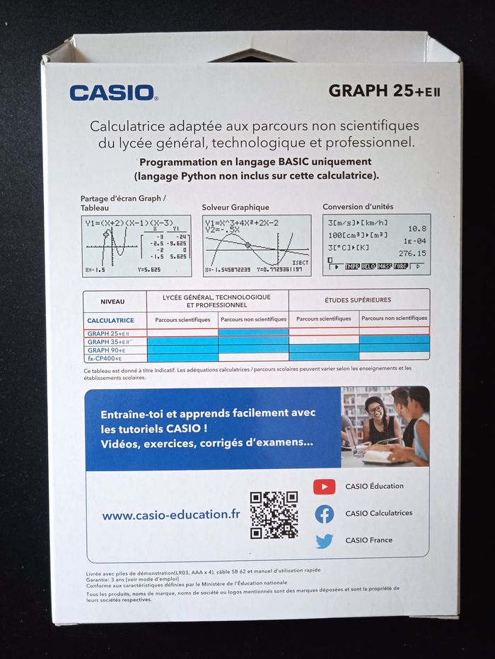 Calculatrice graphique Casio GRAPH 25+ EII - photo numéro 2