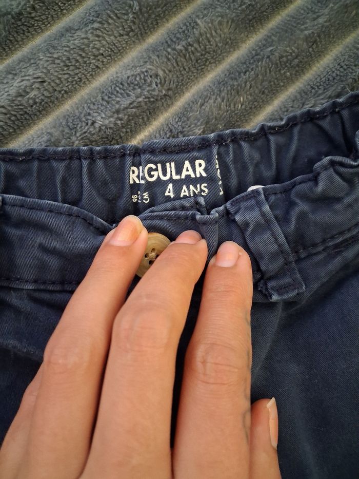 Pantalon coupe droite bleu marine 4 ans - photo numéro 3