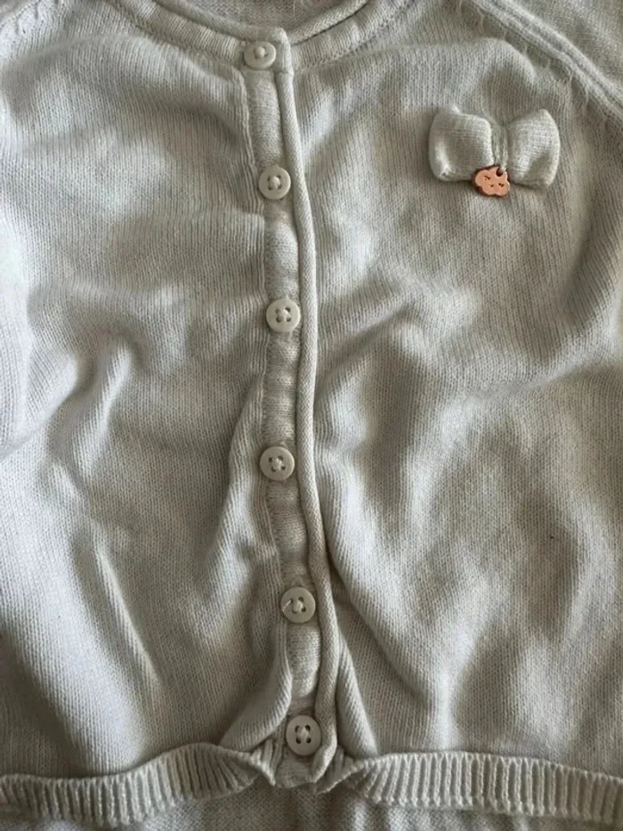 Gilet veste fille blanc petit noeud 12 mois - photo numéro 4