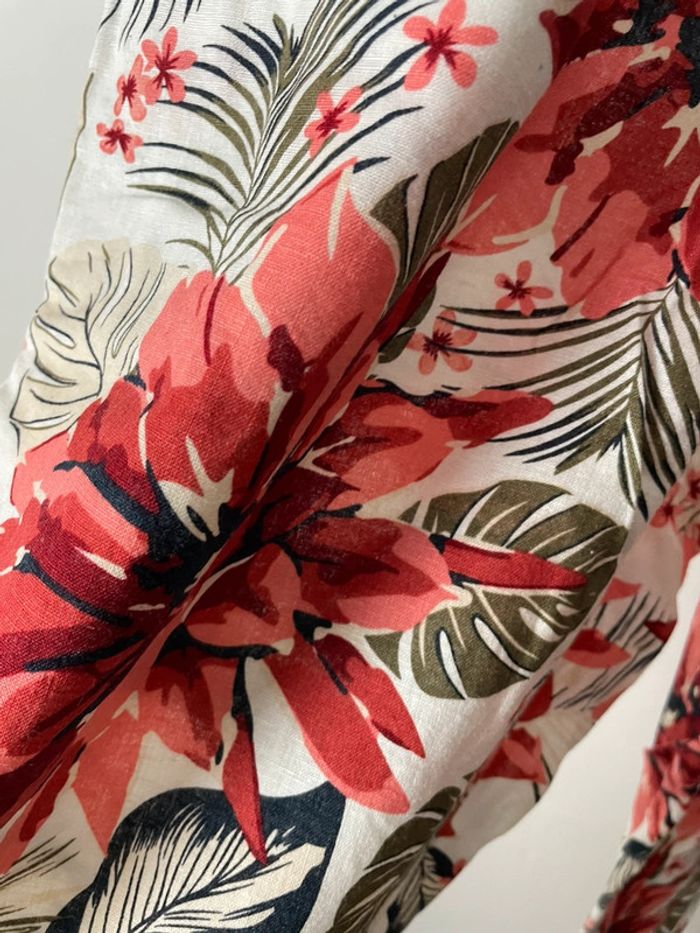 Pantalon large femme – Taille 46 – Coton et lin – Motif fleuri - photo numéro 2
