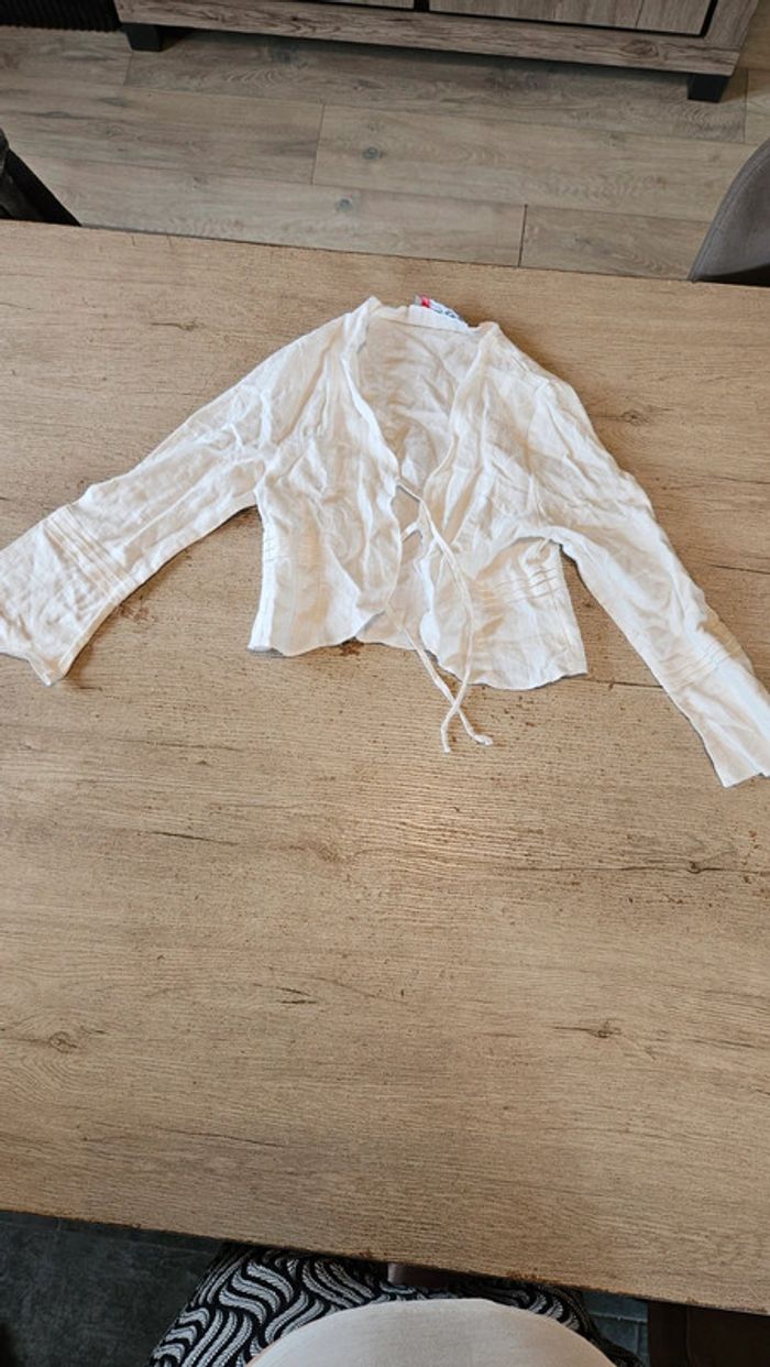 Gilet habilé blanc à manches longues, en lin, Gymp, 8 ans