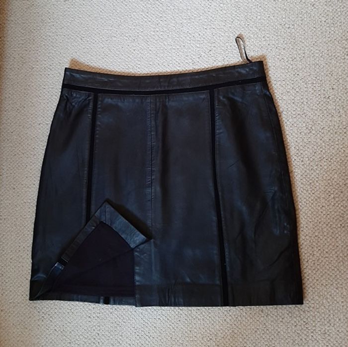 Mango - Jupe cuir, noir T42. - photo numéro 8