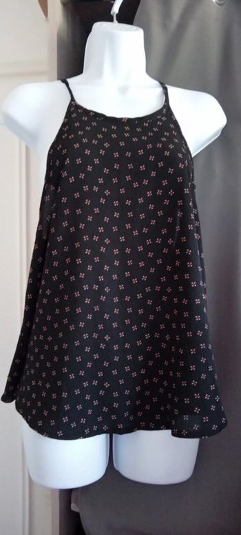 Top fines bretelles bas évasé motif floral noir femme 38 odica