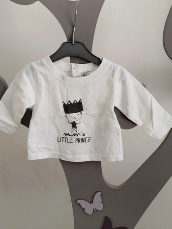Tee-shirt manches longues blanc TAO taille 3 mois