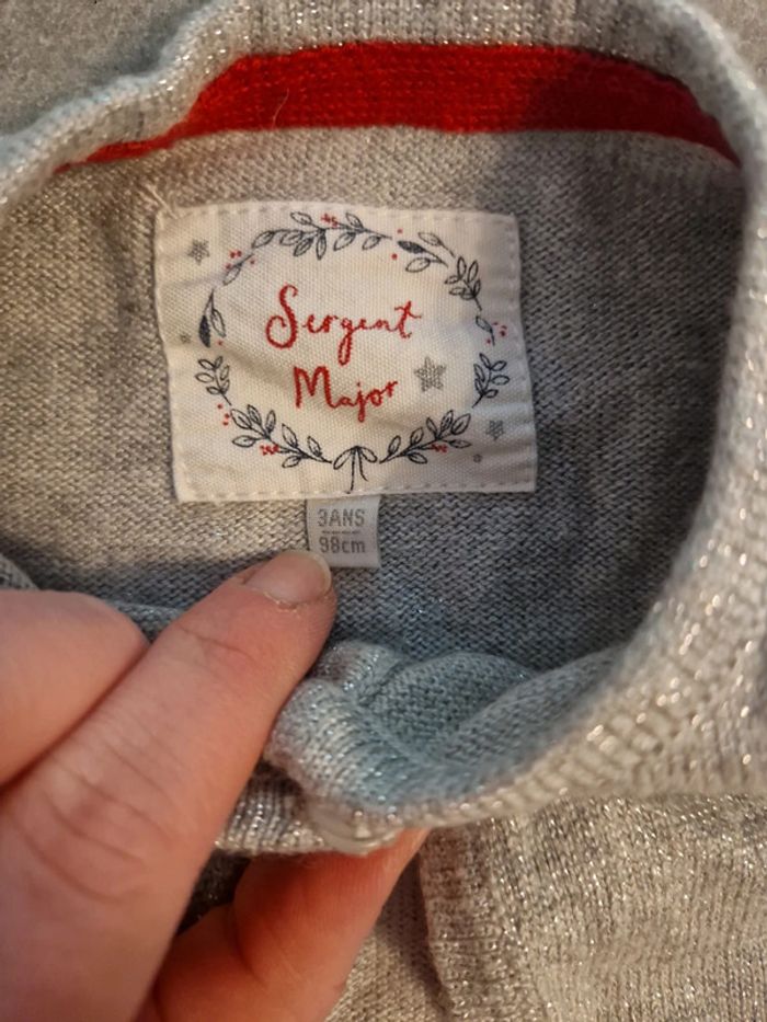 Gilet boléro court fille gris pailleté T3ans TBE sergent major - photo numéro 2