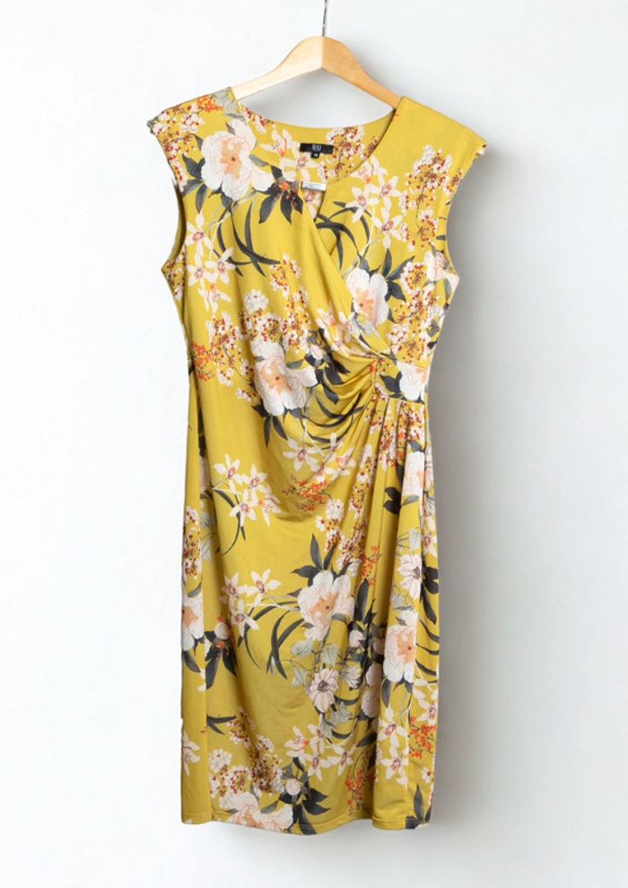 Robe à fleurs jaune • floral print yellow dress Jacqueline Riu Taille 38