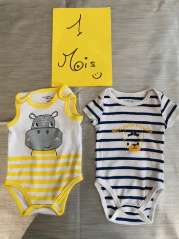 Lot de 2 bodies garçon 1 mois