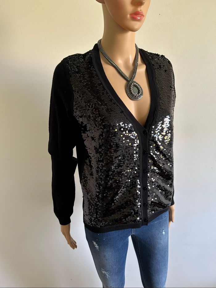 Cardigan noir avec sequins Bel&Bo taille S jamais porté - photo numéro 2