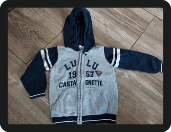 Jolie veste lulu castagnette bleue grise 18 mois