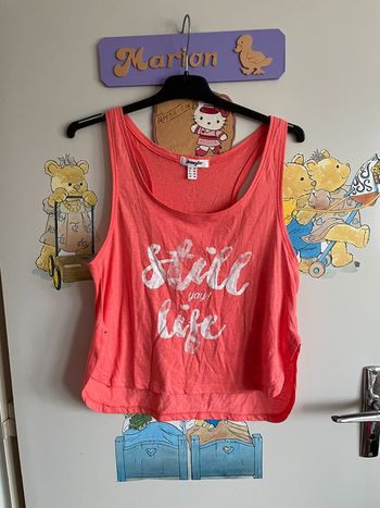 Débardeur corail à motifs, taille Xs, marque Jennyfer.