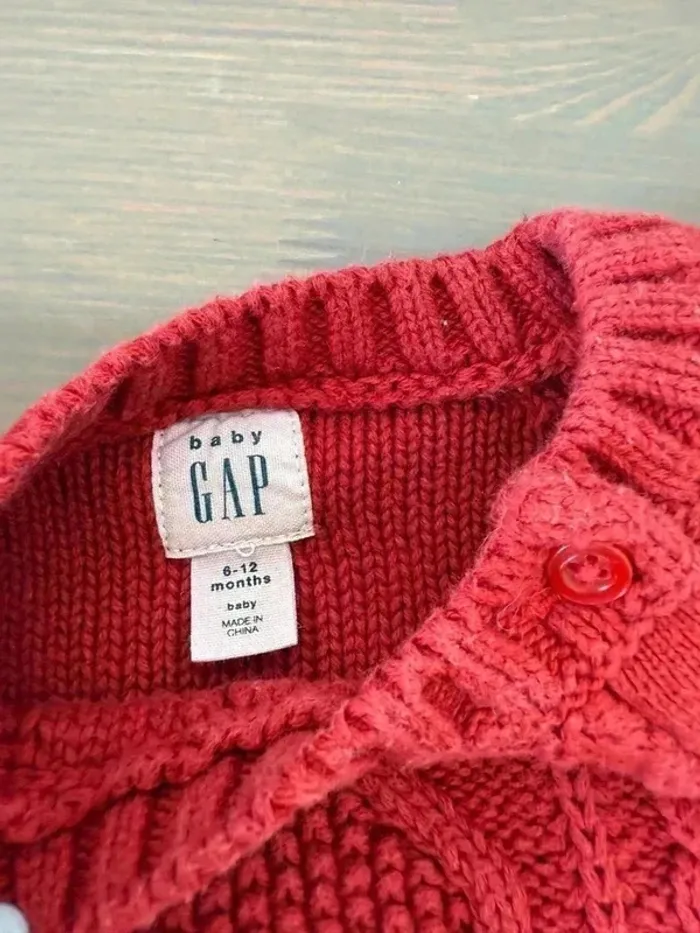 Robe en Maille Coton Gap Rouge - Taille 6-12 Mois - Très Bon État - photo numéro 2