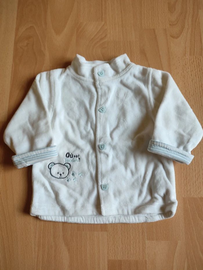 Veste blanche douce neuve Petit Kimbaloo en 3M