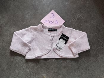 Boléro rose pale 3 mois