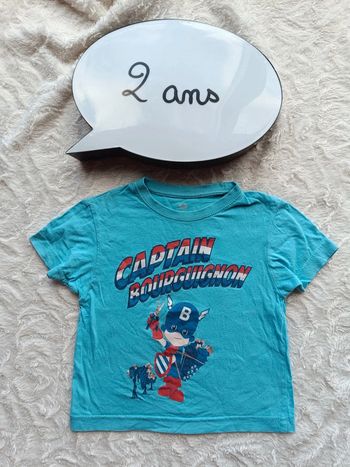 Tee shirt chemise manches courtes Garçon 2 ans Captain Bourguignon 100% coton