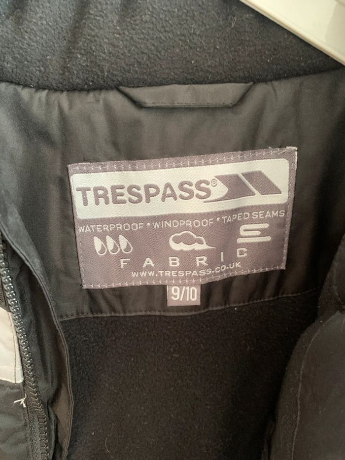Parka blouson doublé hiver Trespass 9/10 ans noir et gris waterproof neige eau vent - photo numéro 7